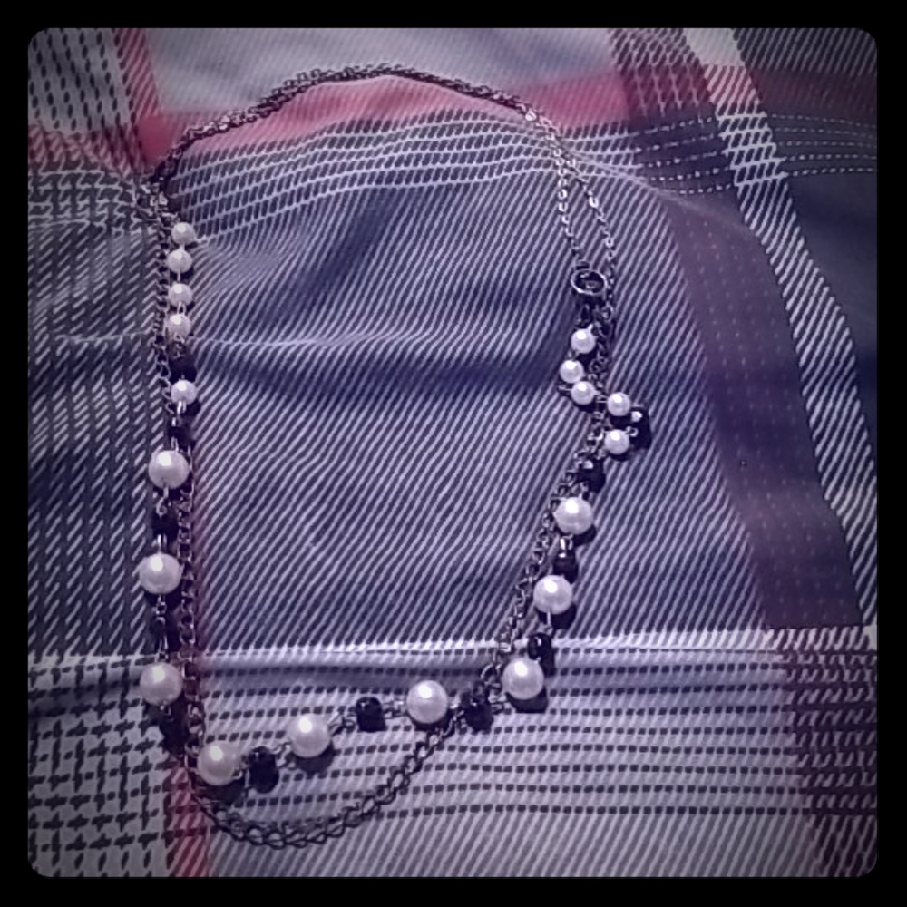 Necklace with Pearls n chrome beads